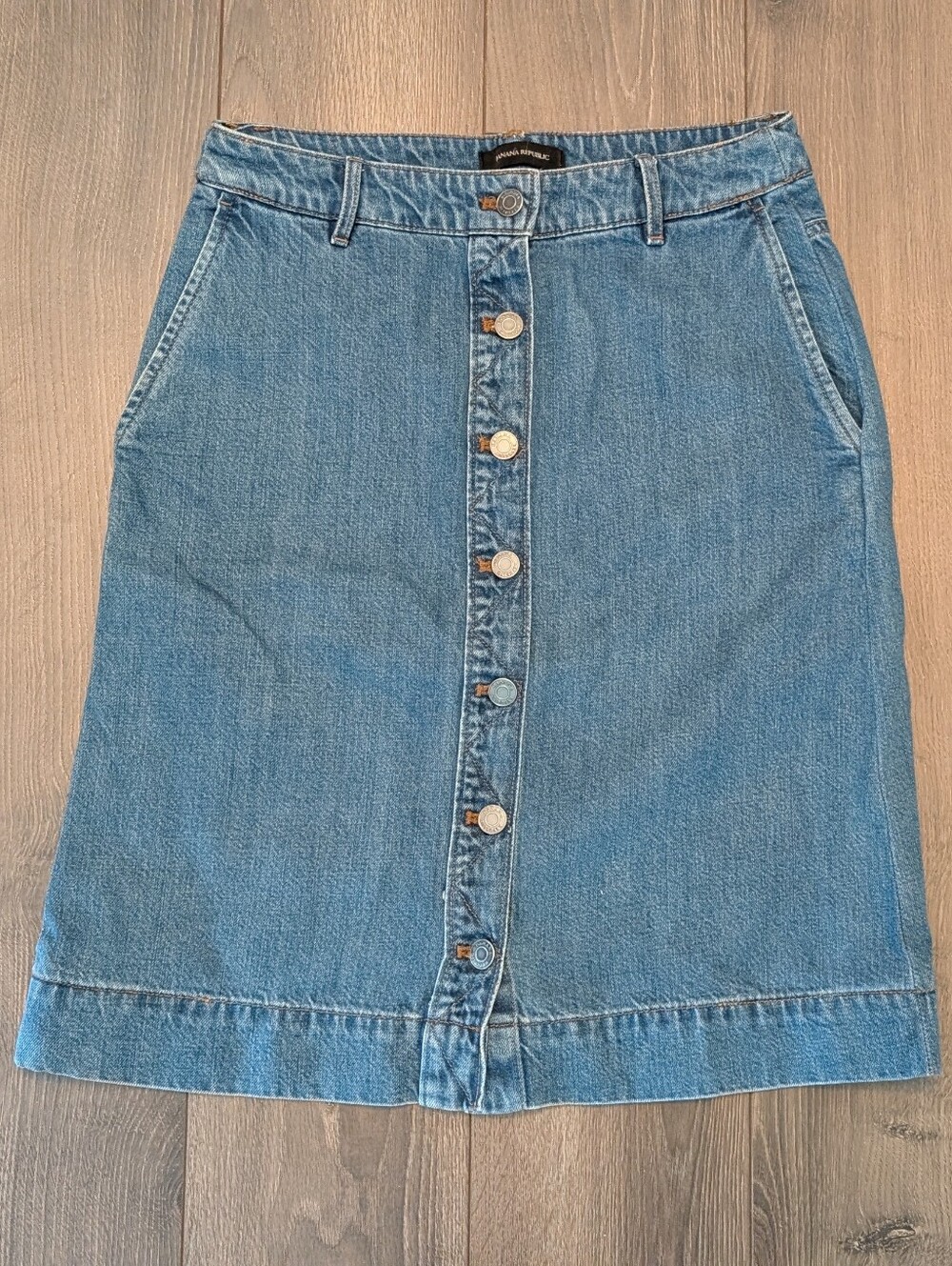 Banana Republic Light Blue Denim Button-Front Skirt